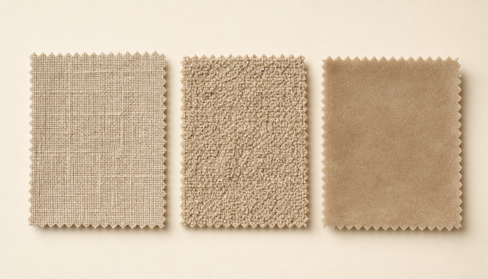 Guide: three fabric swatches by grade (illustrative).