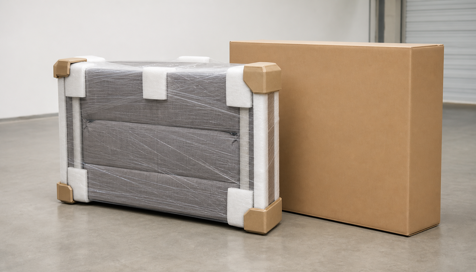 Packaging illustration for Vela Storage Sofa Bed.