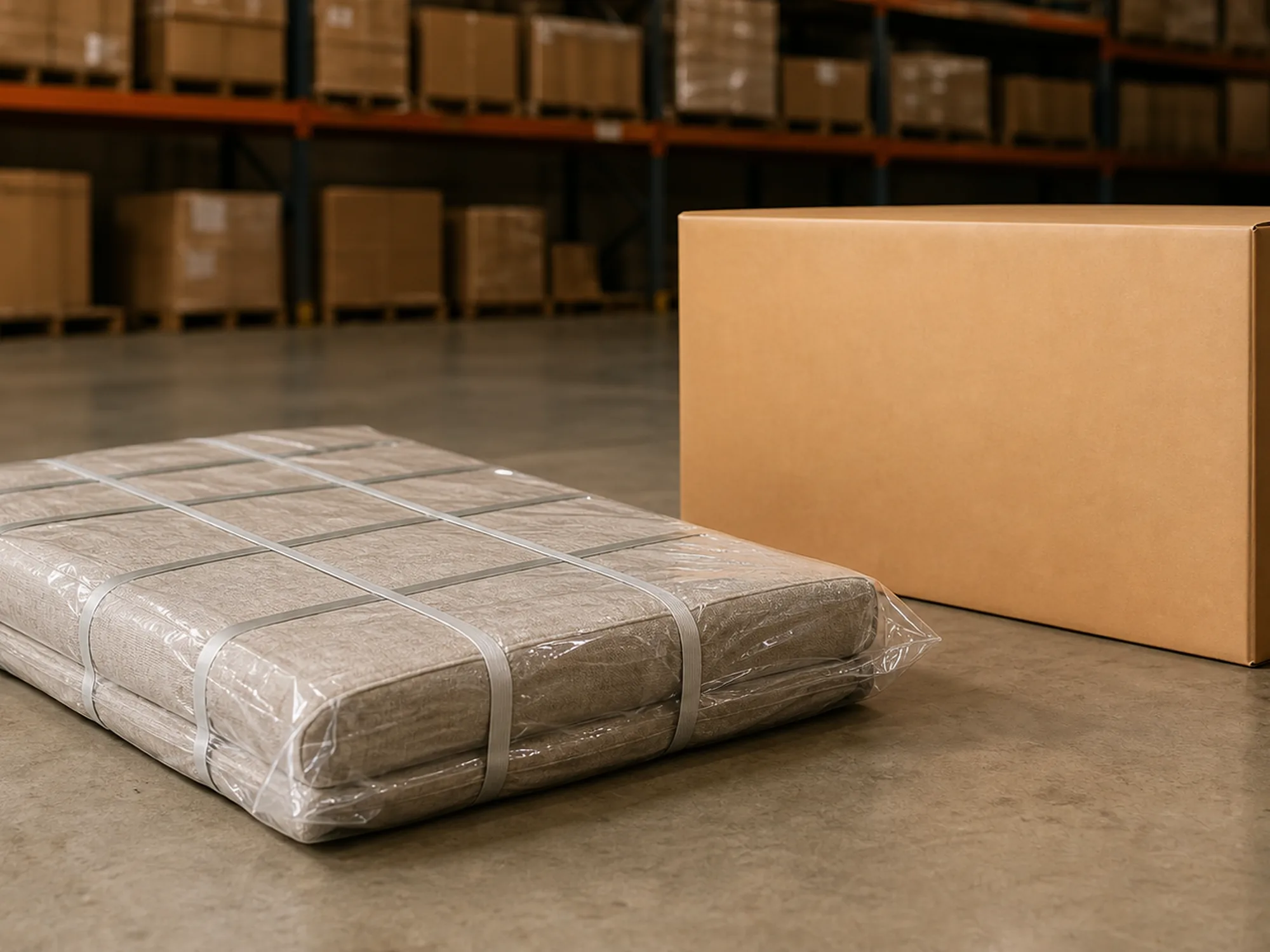 Compressed sofa packaging